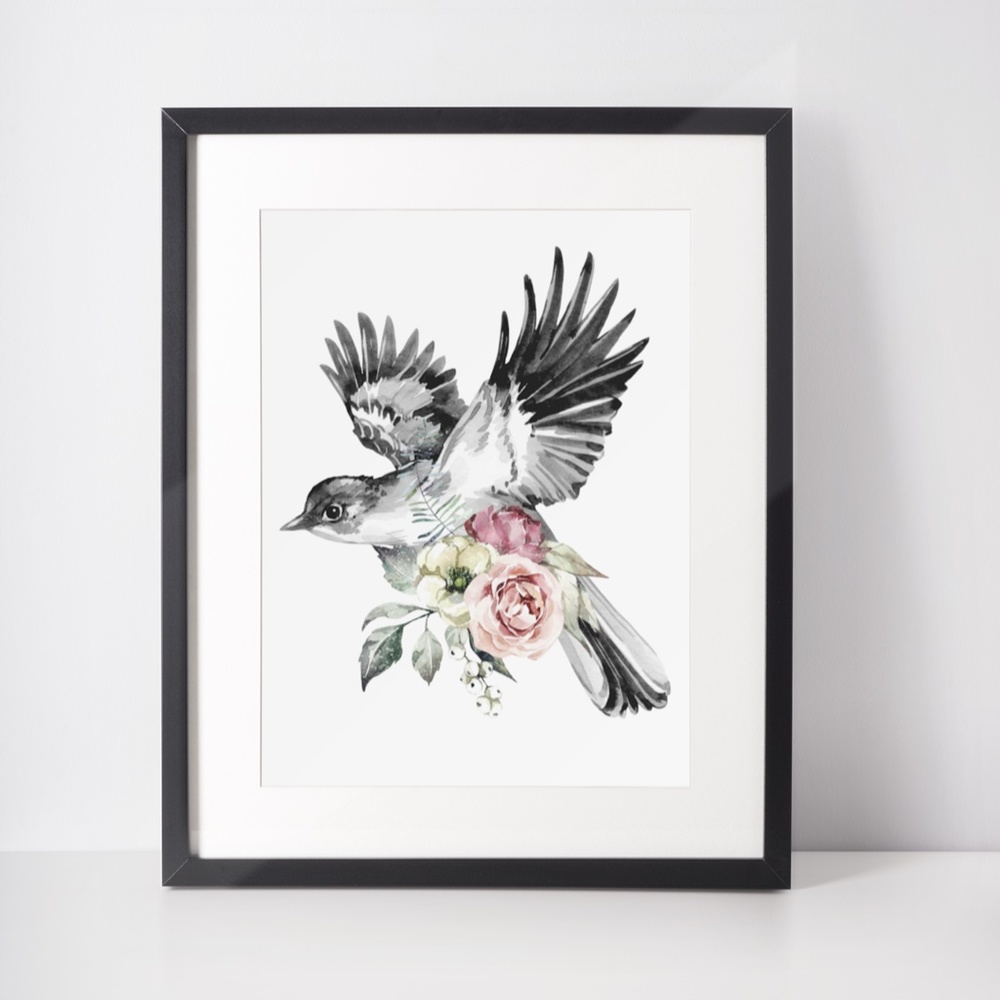 Watercolor Illustration Cute Bird Wall Art Print Poster UNFRAMED - Picture 2 of 9